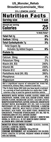 Monster Rehab Energy Tea – Peach, Lemonade, Strawberry & More | 15.5 oz