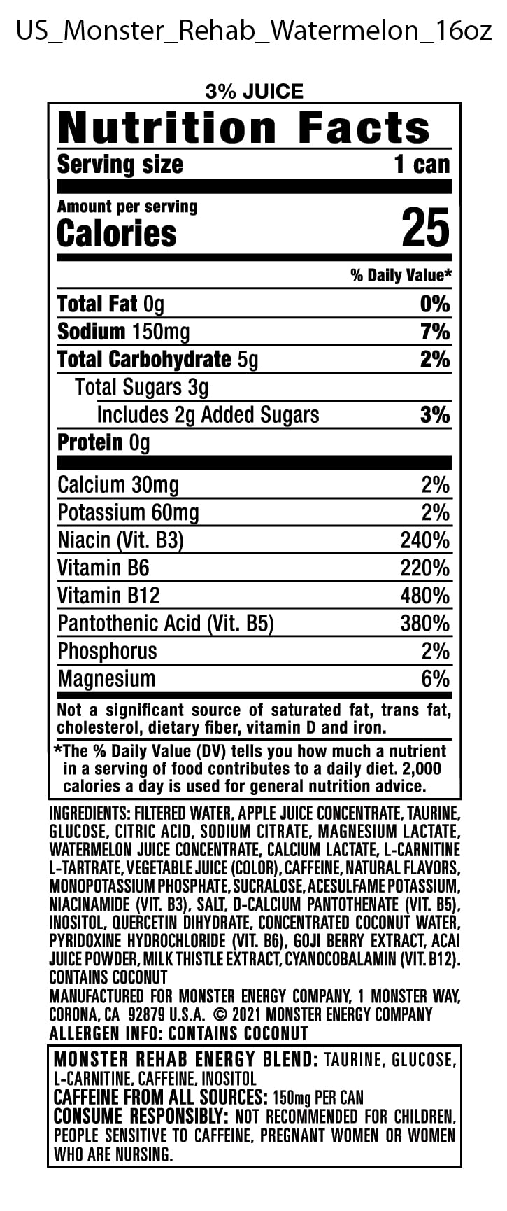 Monster Rehab Energy Tea – Peach, Lemonade, Strawberry & More | 15.5 oz