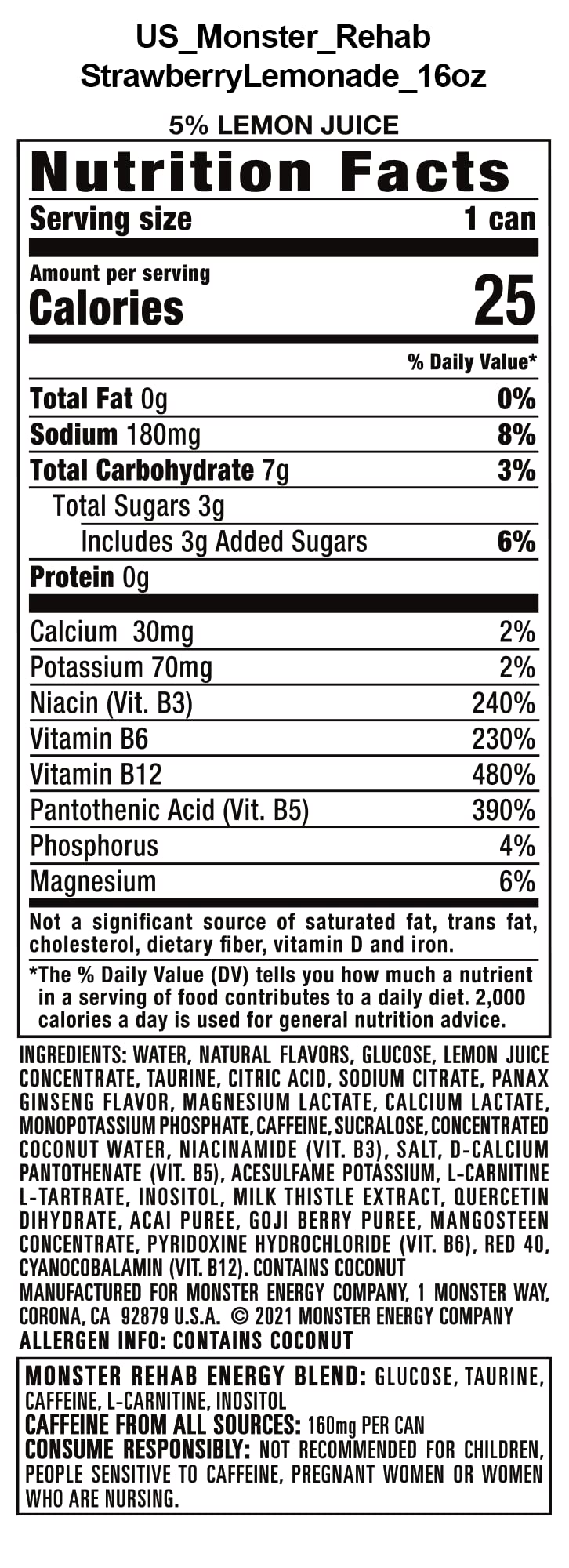 Monster Rehab Energy Tea – Peach, Lemonade, Strawberry & More | 15.5 oz