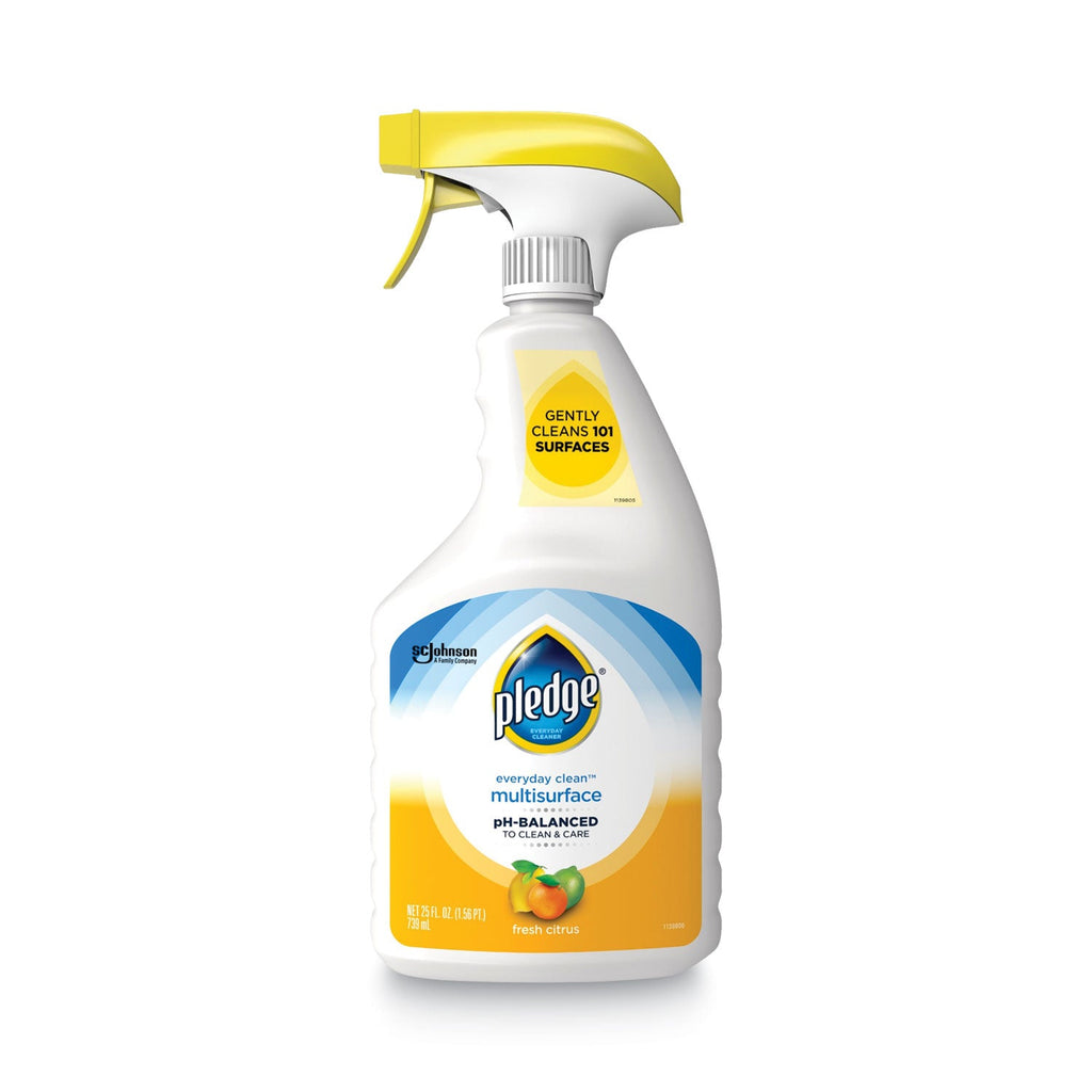 Pledge pH-Balanced Everyday Clean Multisurface Cleaner, Clean Citrus Scent, 25 oz Trigger Spray Bottle, 6/Carton