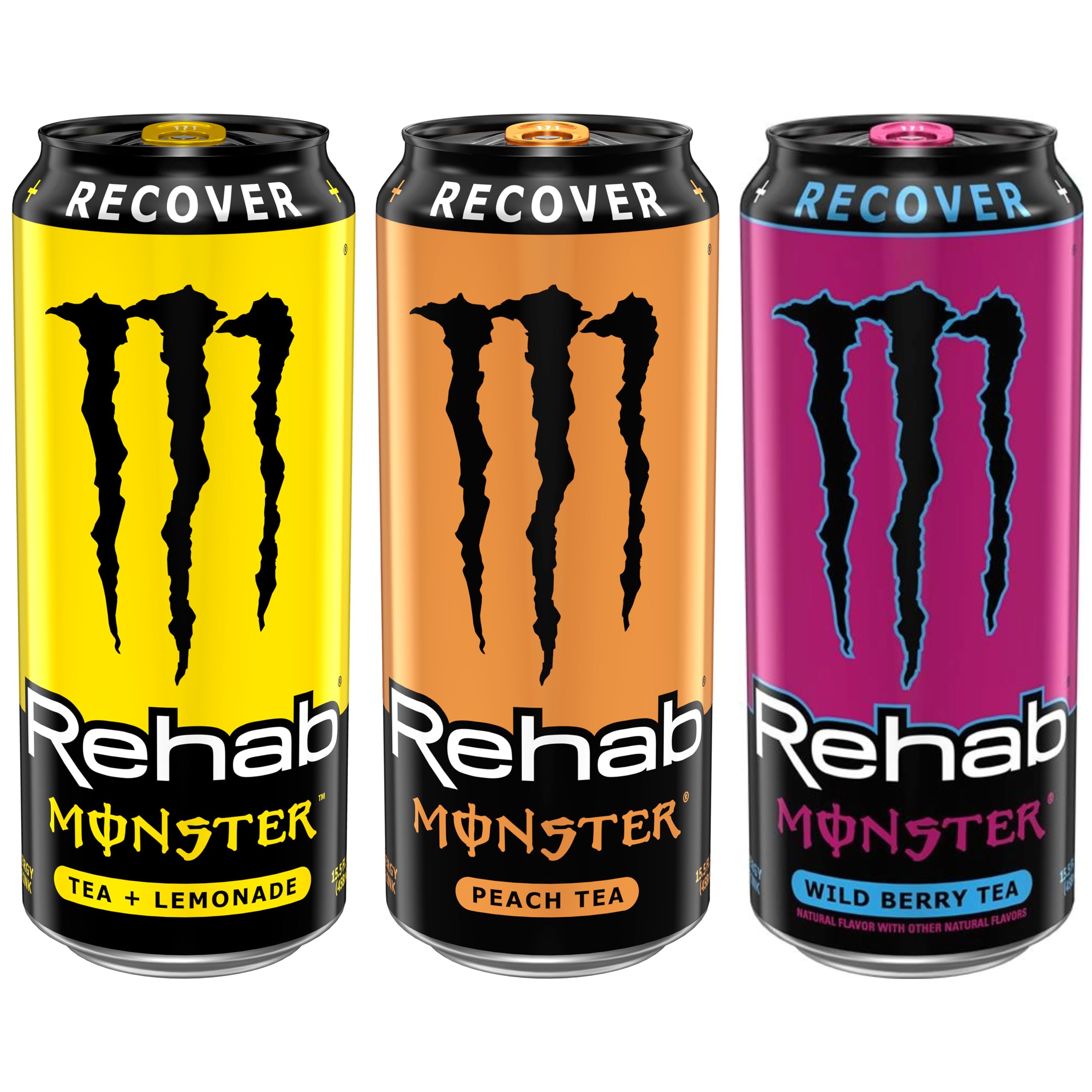 Monster Rehab Energy Tea – Peach, Lemonade, Strawberry & More | 15.5 oz