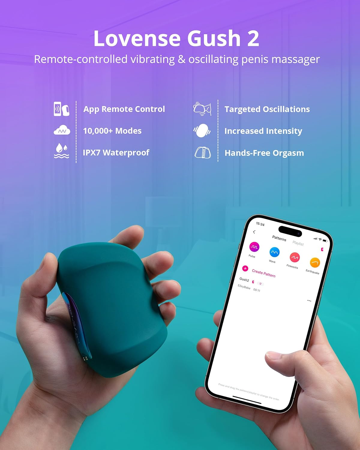 Gush 2 - Hands-free Vibrating Oscillating Penis Massager