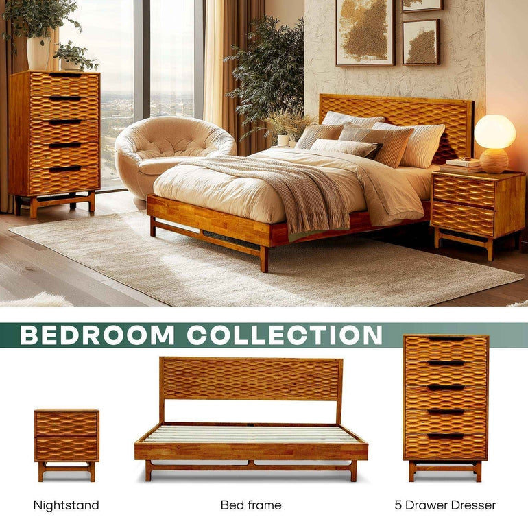 Elara Solid Wood Dresser with 5 Drawers