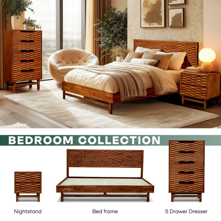 Elara Solid Wood Dresser with 5 Drawers