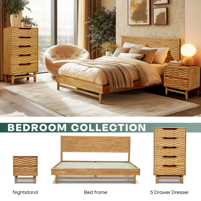 Elara Solid Wood Dresser with 5 Drawers