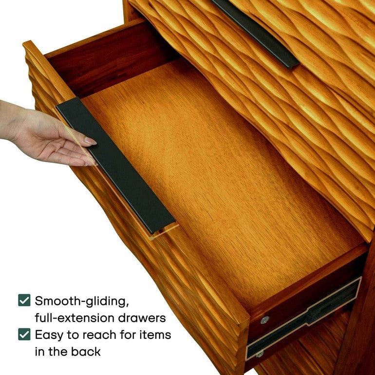 Elara Solid Wood Dresser with 5 Drawers