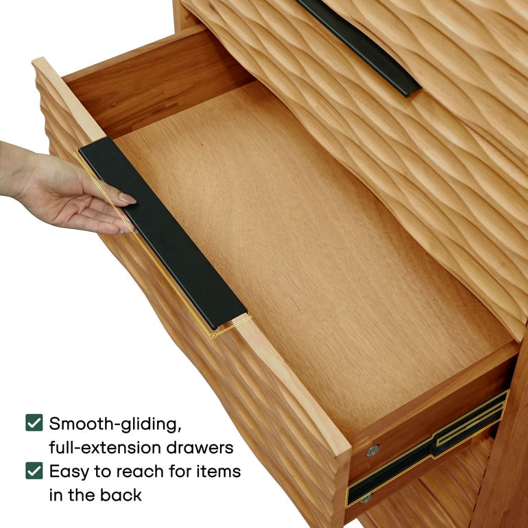 Elara Solid Wood Dresser with 5 Drawers