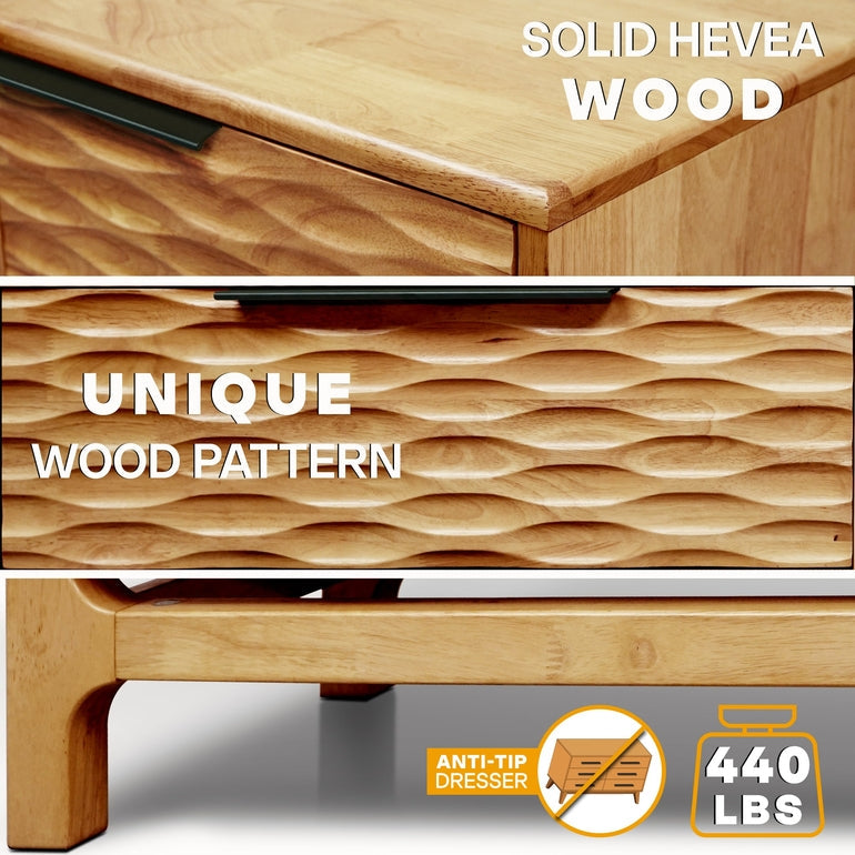 Elara Solid Wood Dresser with 5 Drawers