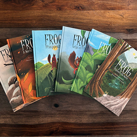 COLLECTION: First Six “Frog” Books & Organic Cotton Frog Plushie