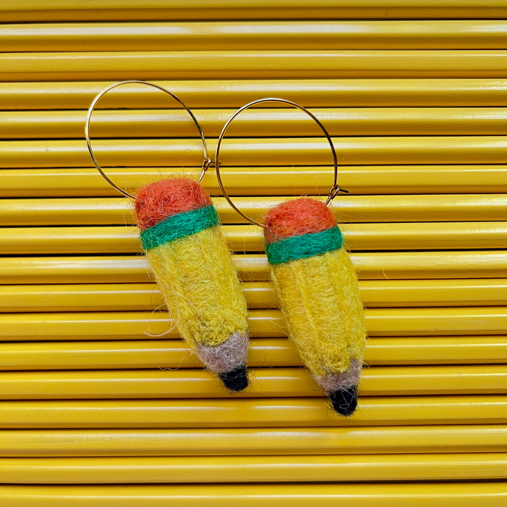 Felted Pencil Earring