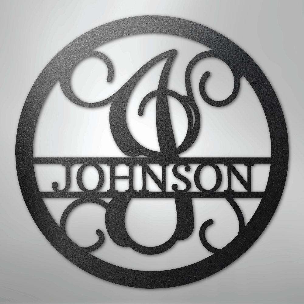 Circle Vine Monogram - Steel Sign