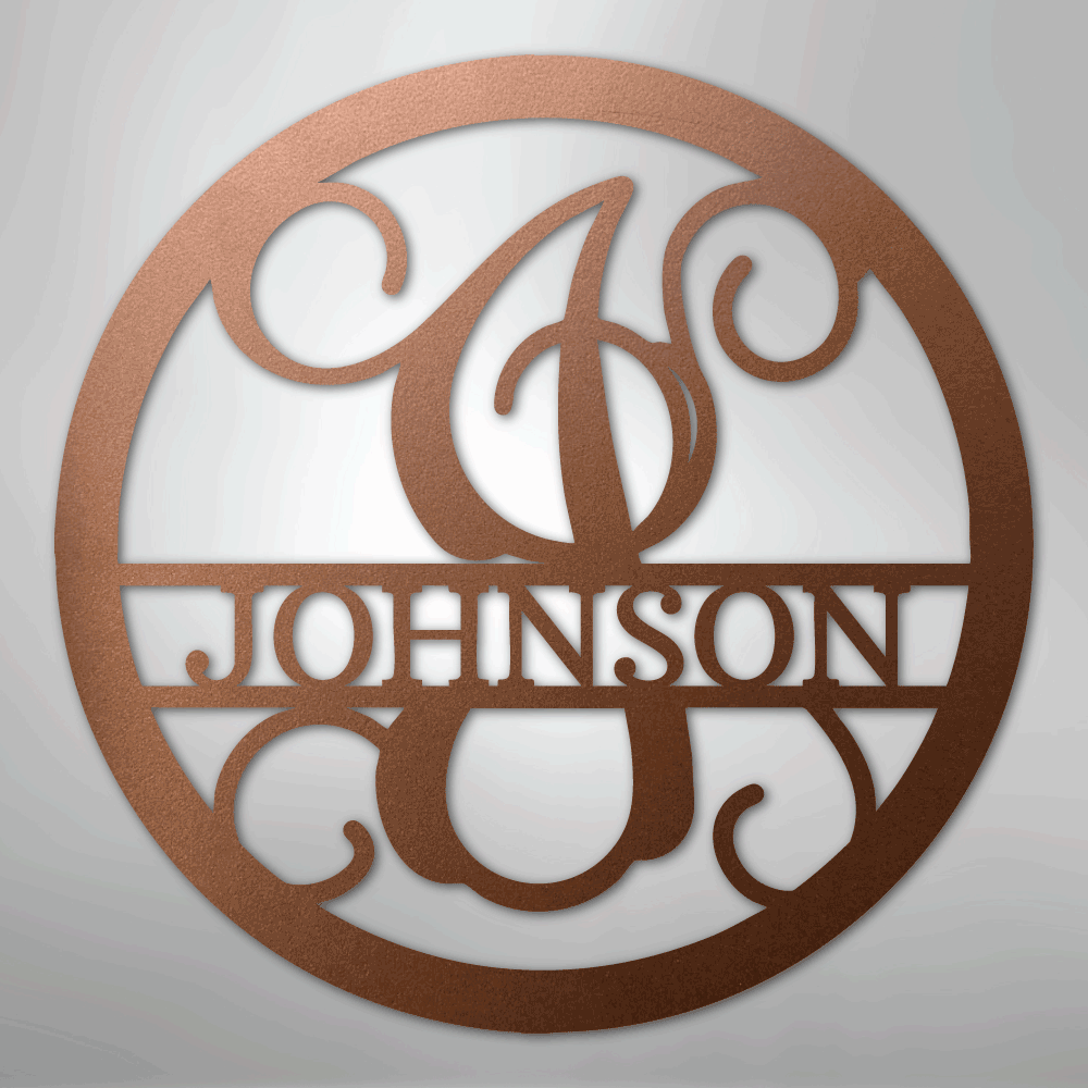 Circle Vine Monogram - Steel Sign