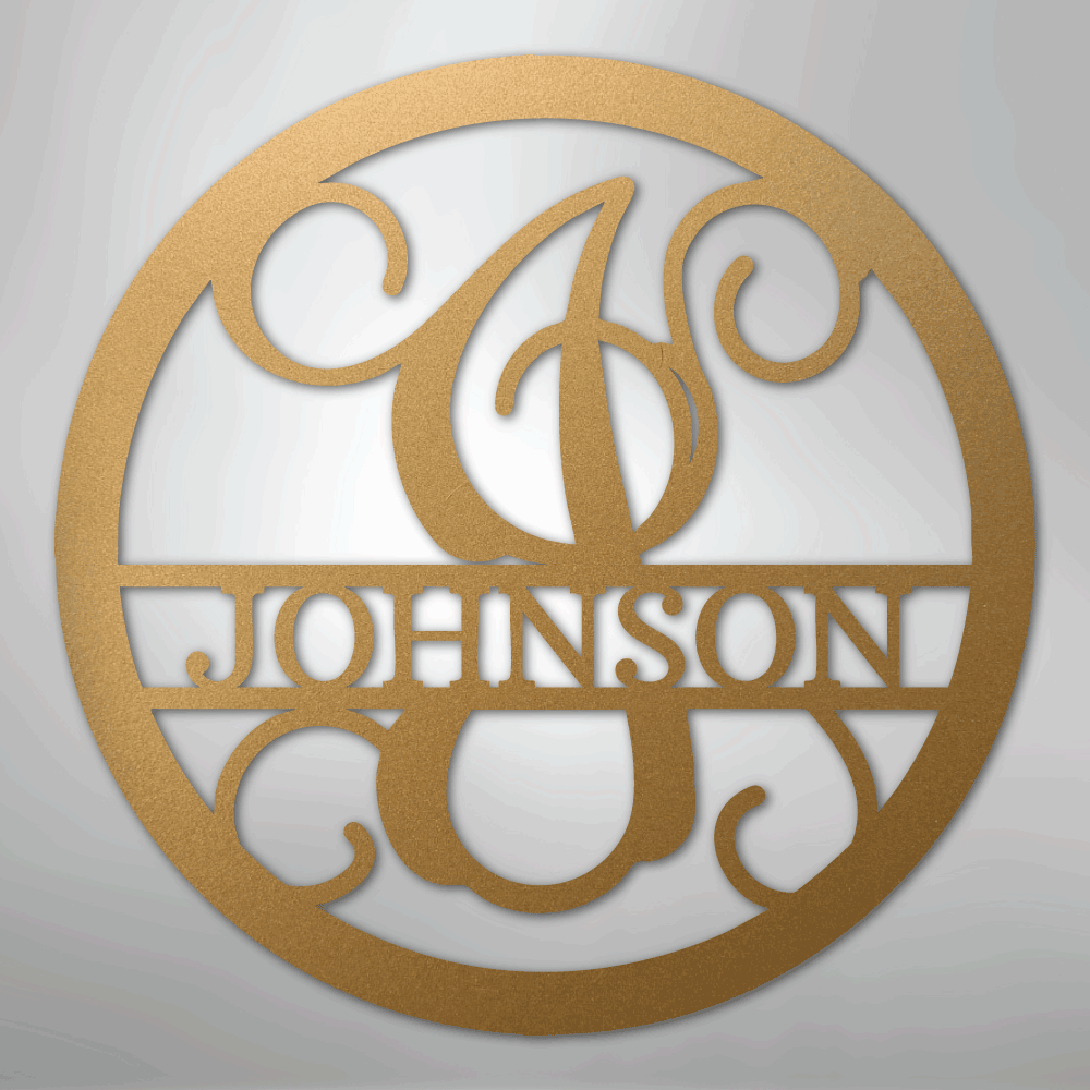 Circle Vine Monogram - Steel Sign