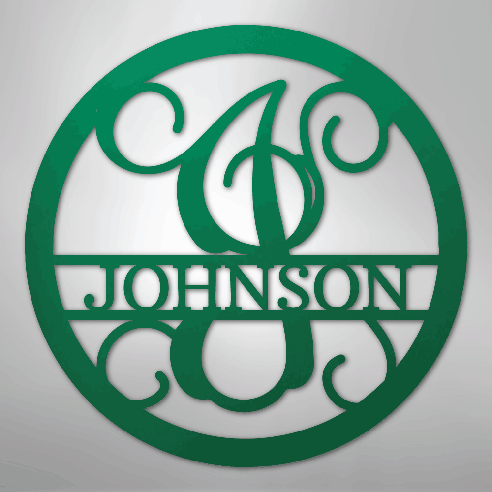 Circle Vine Monogram - Steel Sign