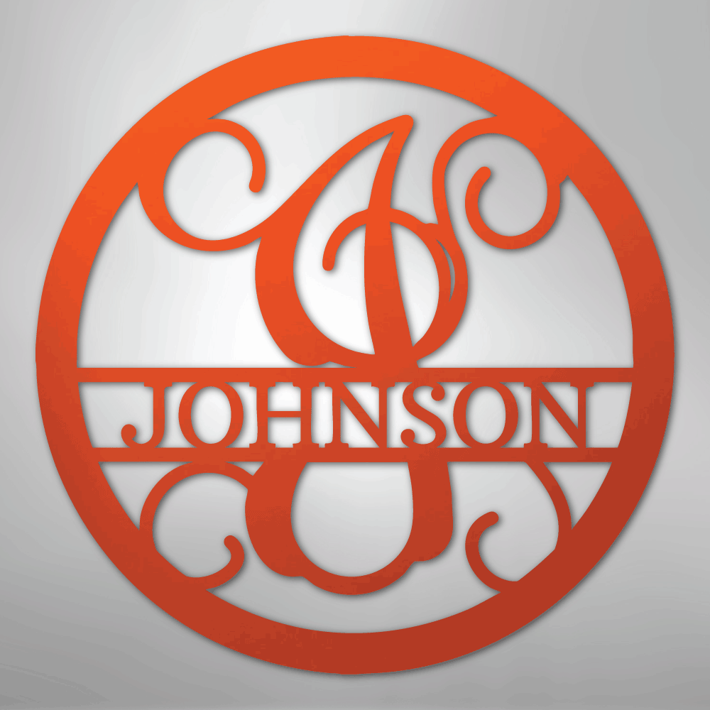 Circle Vine Monogram - Steel Sign