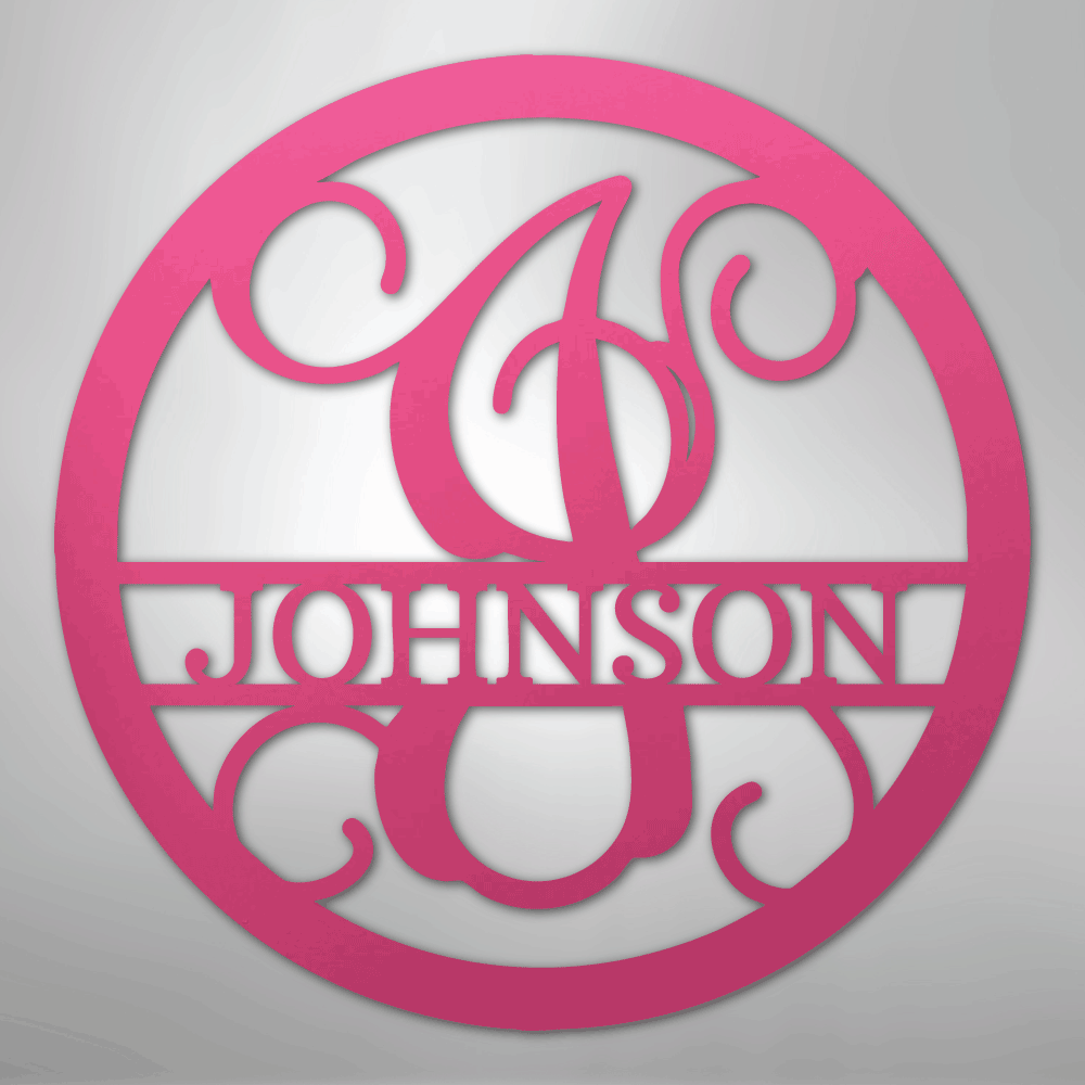 Circle Vine Monogram - Steel Sign