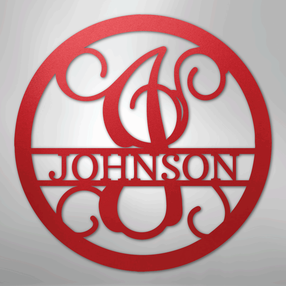 Circle Vine Monogram - Steel Sign
