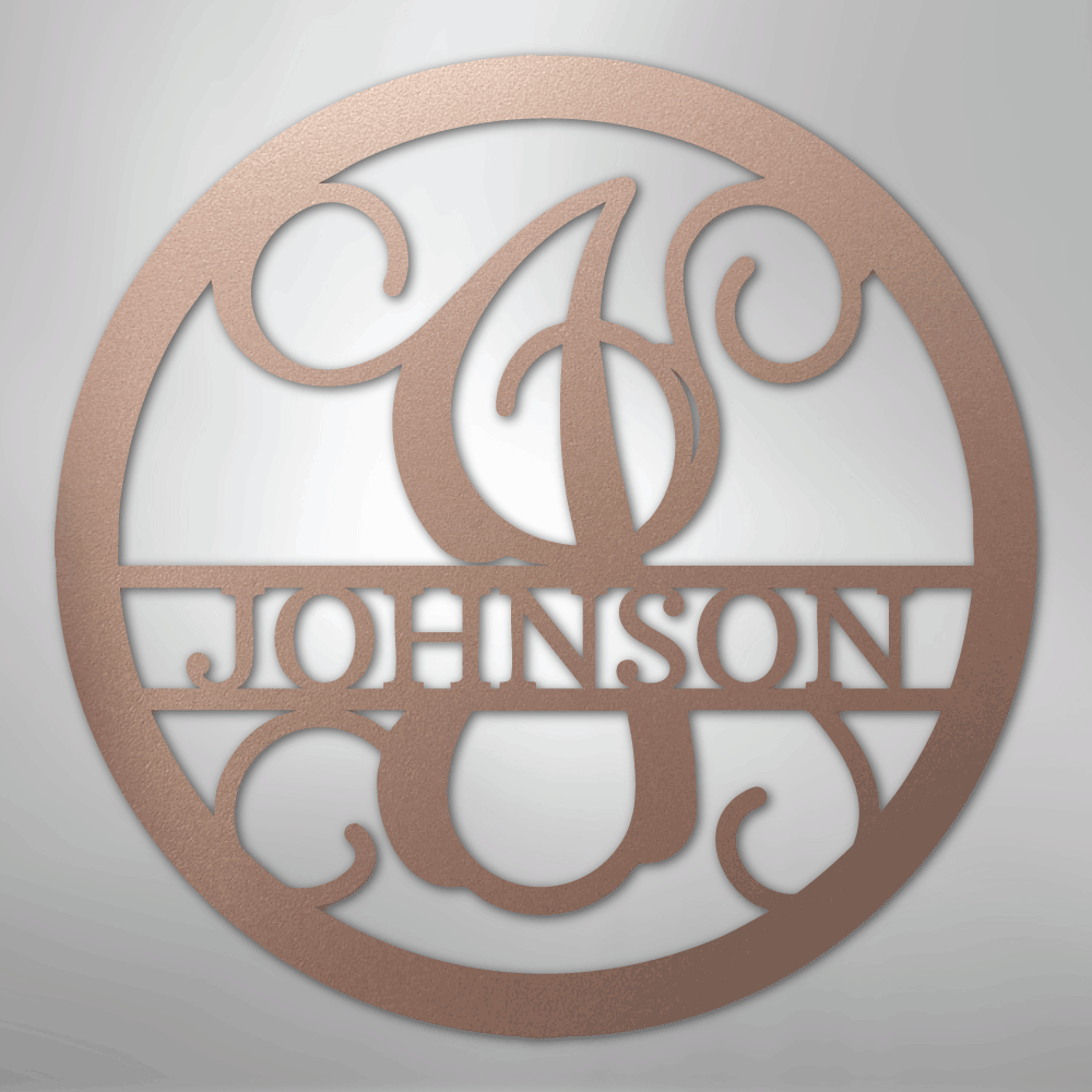 Circle Vine Monogram - Steel Sign
