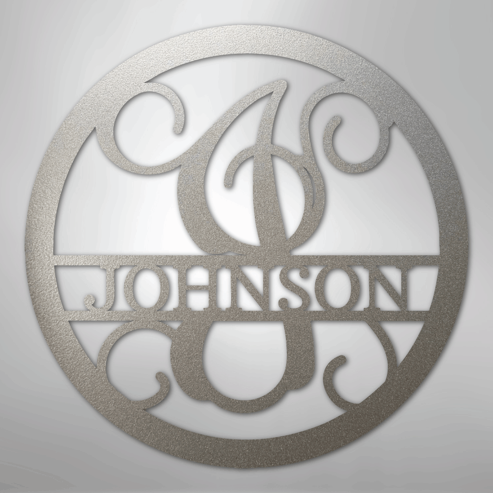 Circle Vine Monogram - Steel Sign