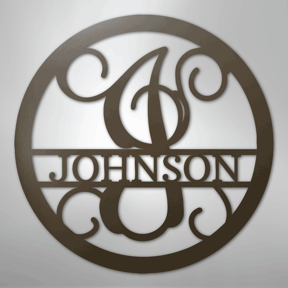 Circle Vine Monogram - Steel Sign