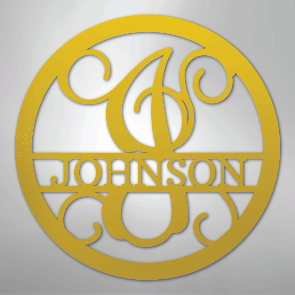 Circle Vine Monogram - Steel Sign
