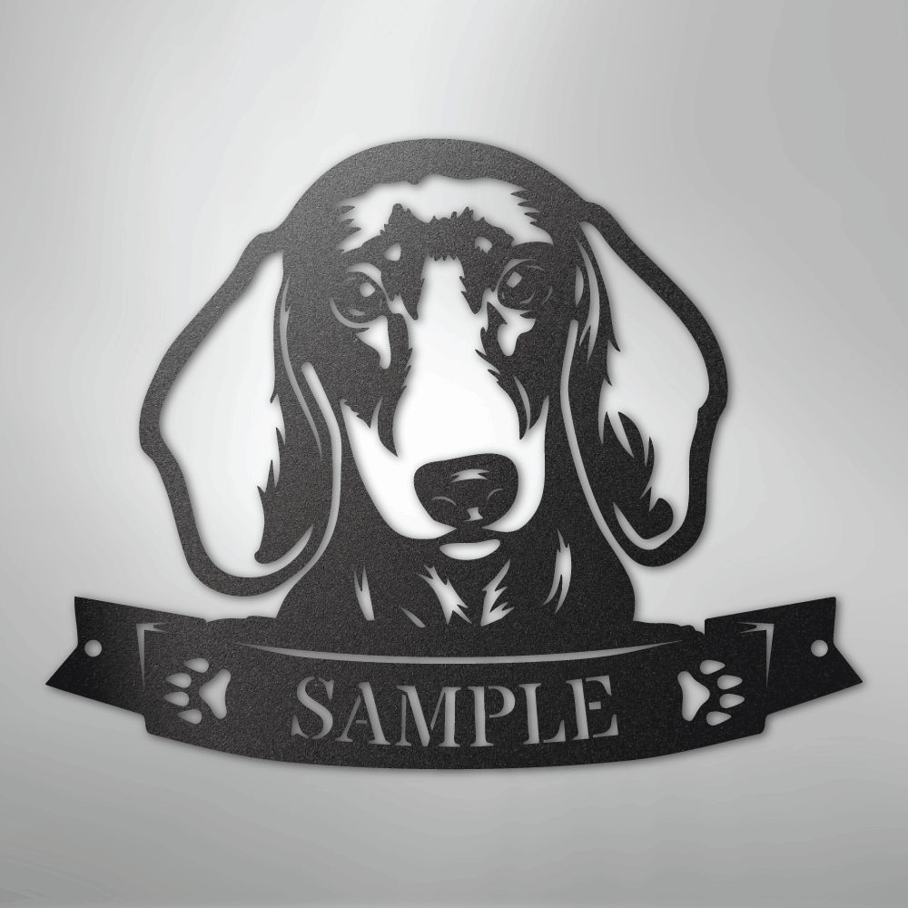 Dachshund Face Monogram - Steel Sign