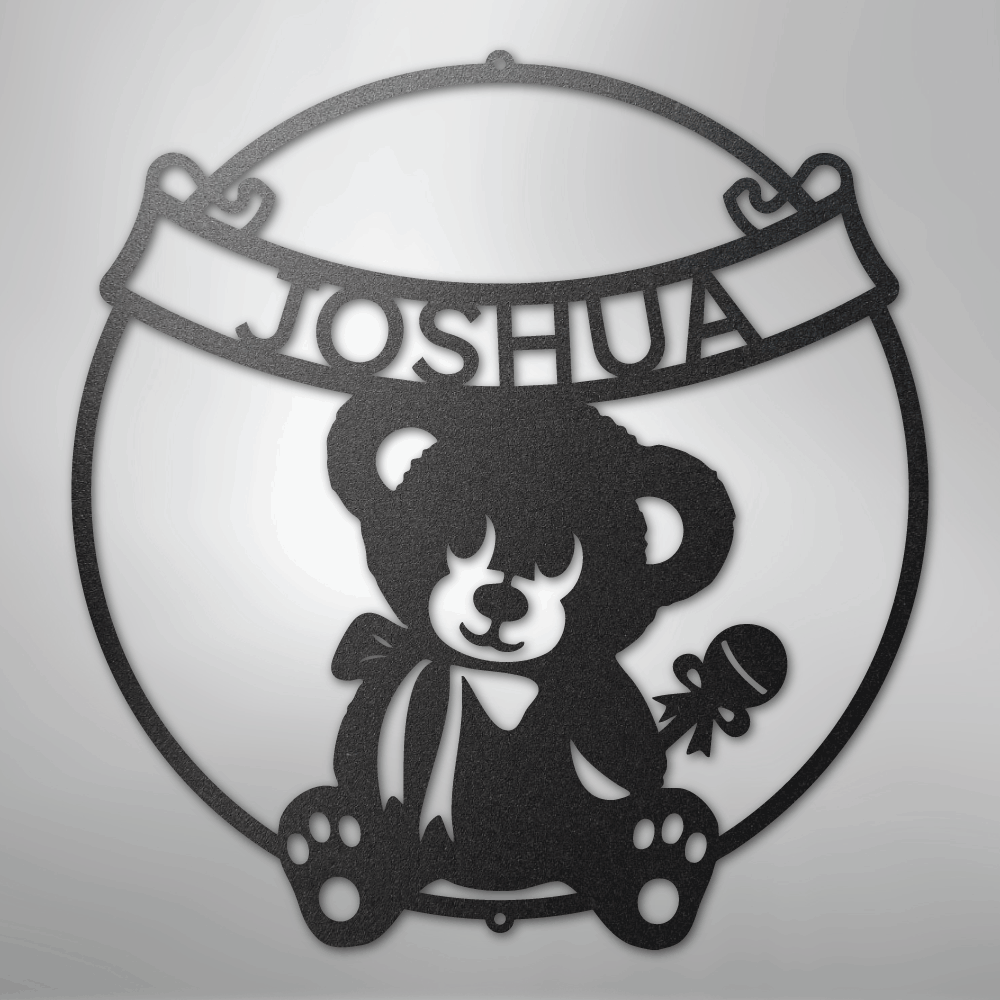 Teddy Banner Monogram - Steel Sign
