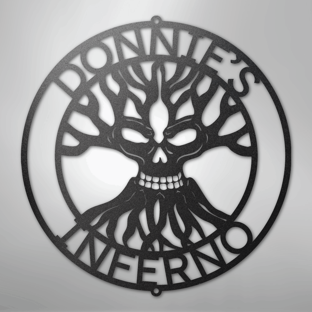 Skull Family Tree Monogram - Steel Sign