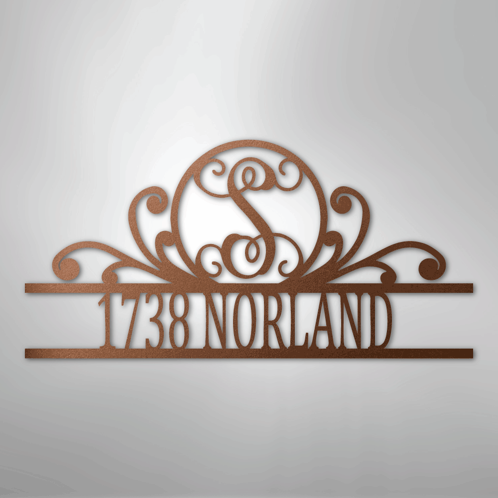 Scroll Family Name - Steel Sign