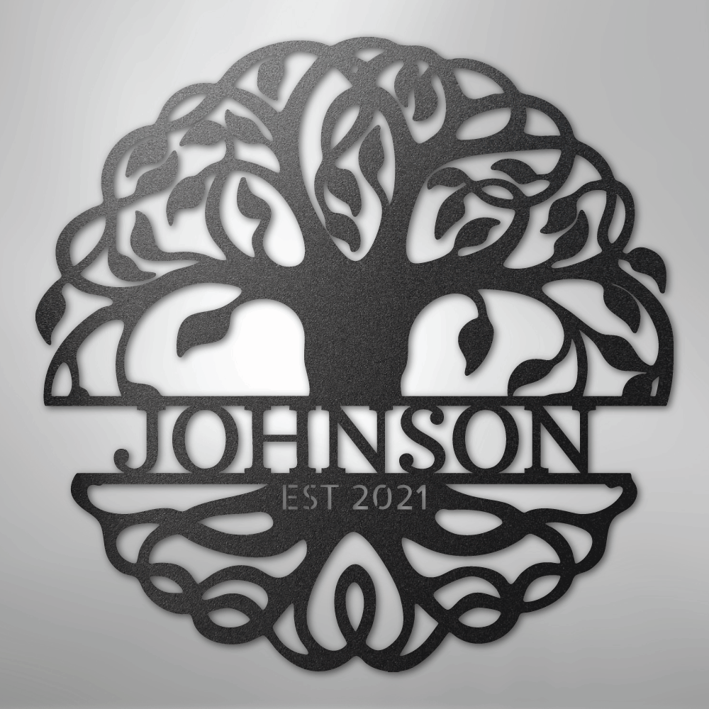 Fancy Tree of Life Monogram - Steel Sign