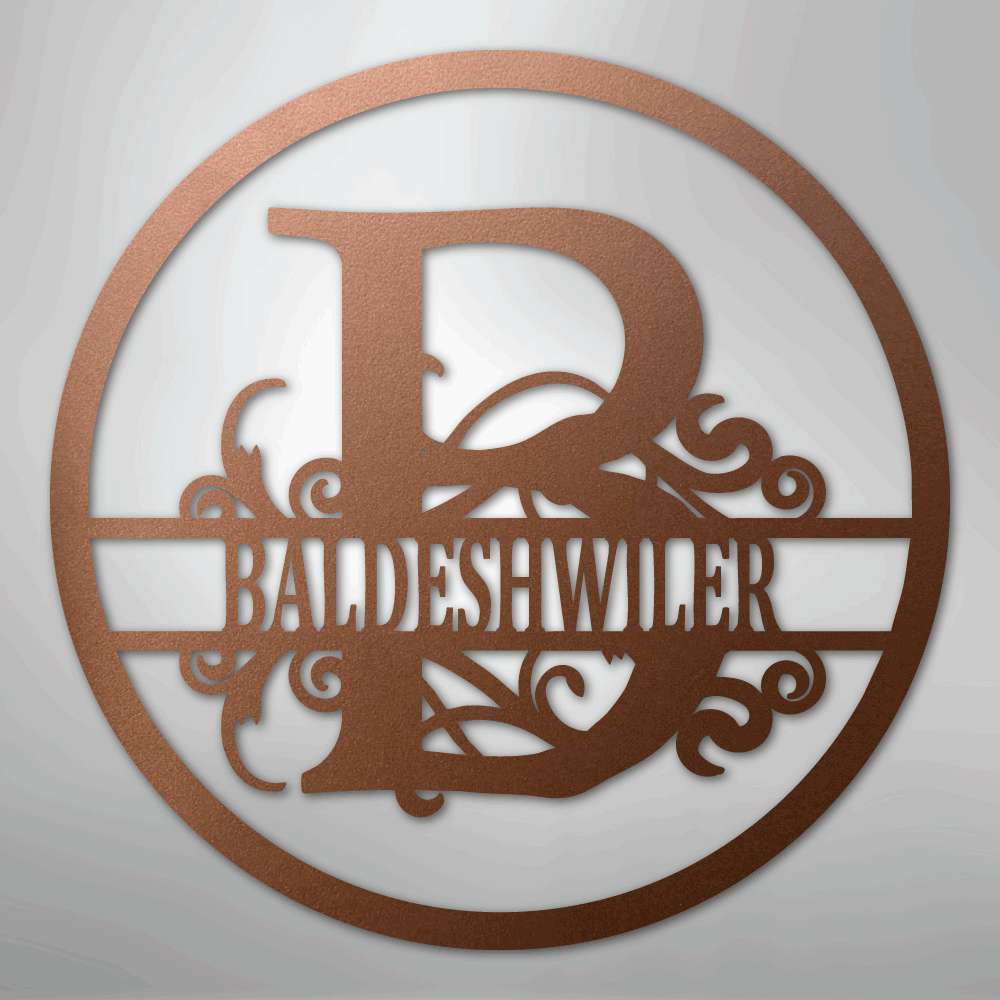 Split Circle Monogram - Steel Sign