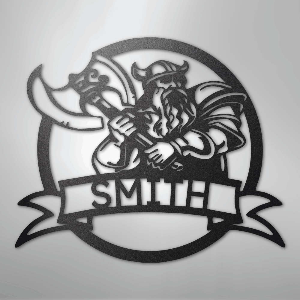 Fighting Viking Monogram - Steel Sign