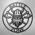 Battle Axe Ring Monogram - Steel Sign