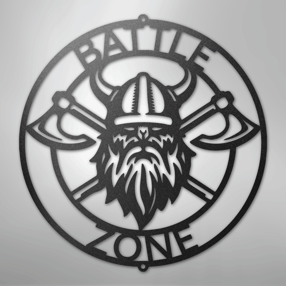 Battle Axe Ring Monogram - Steel Sign
