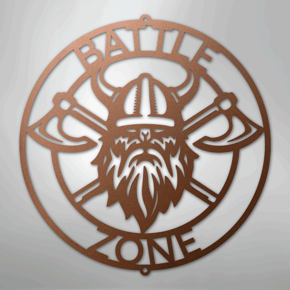 Battle Axe Ring Monogram - Steel Sign