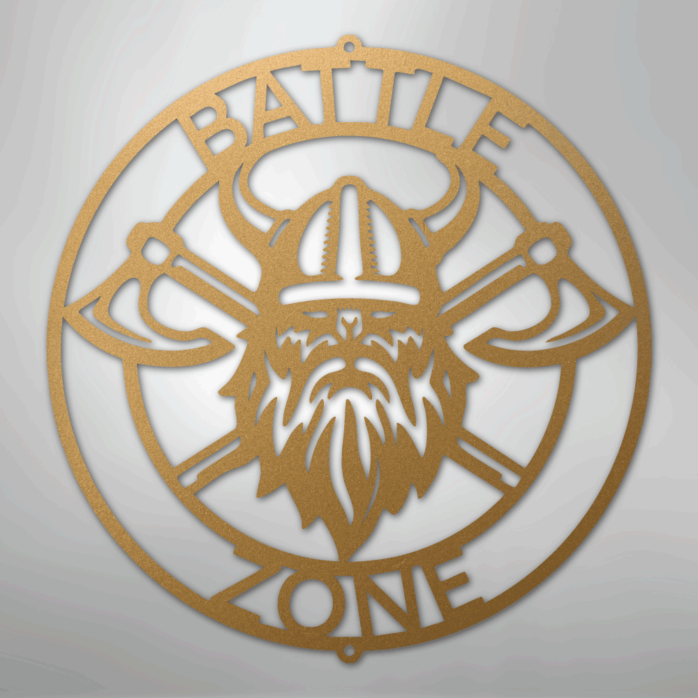Battle Axe Ring Monogram - Steel Sign
