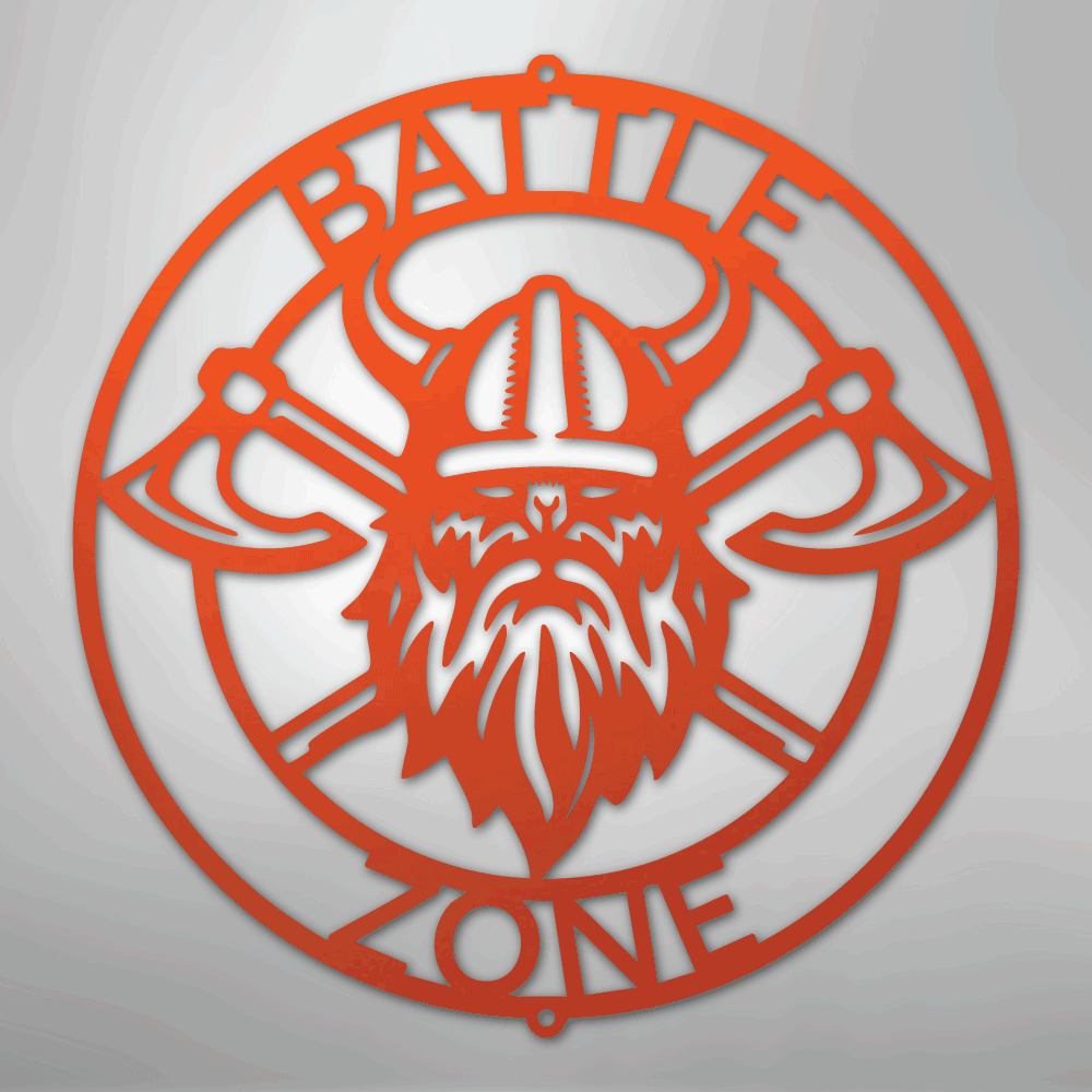 Battle Axe Ring Monogram - Steel Sign