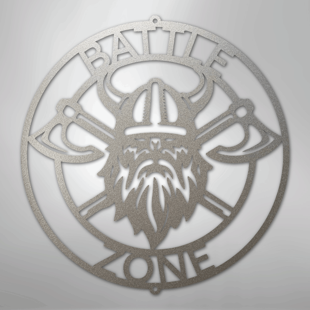Battle Axe Ring Monogram - Steel Sign