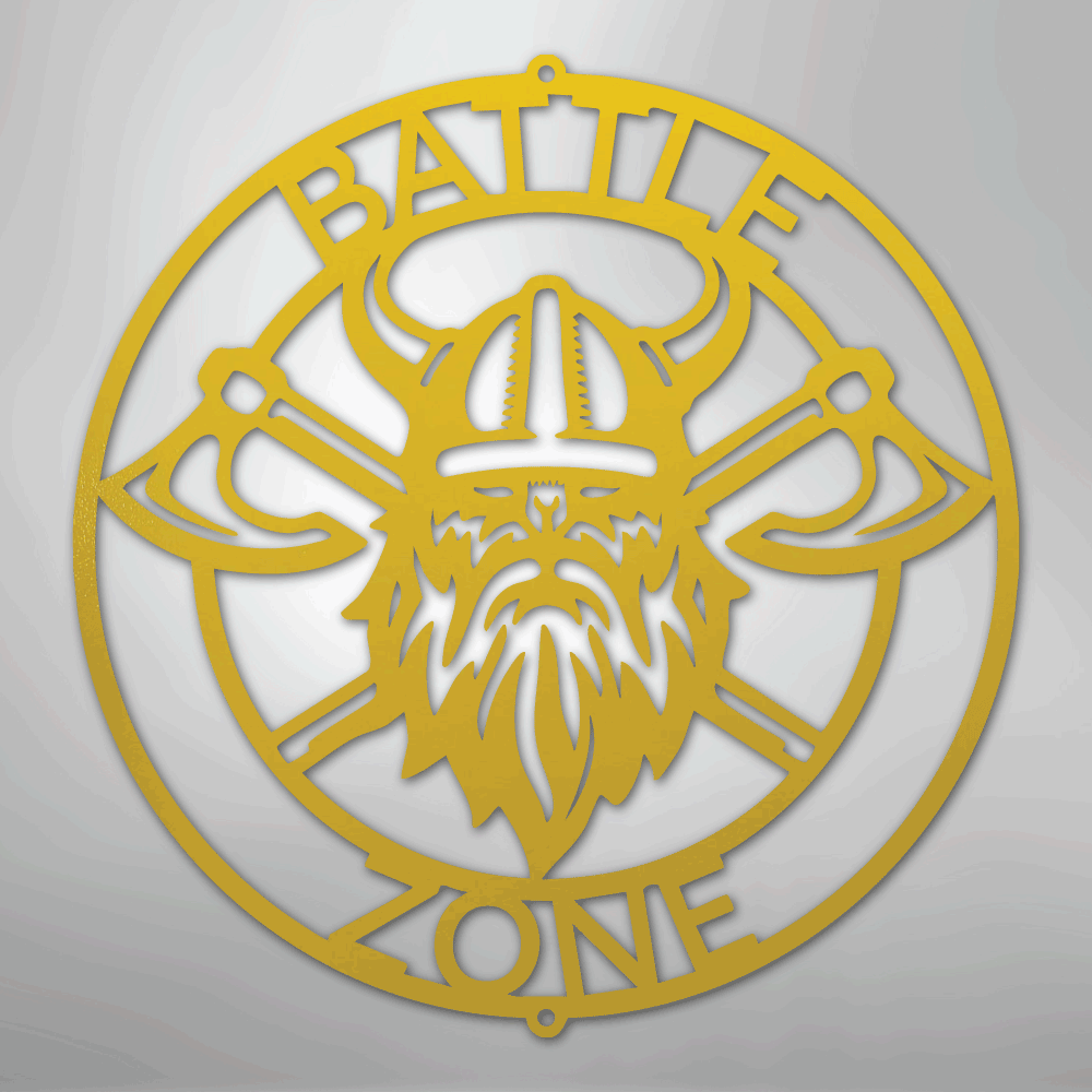 Battle Axe Ring Monogram - Steel Sign