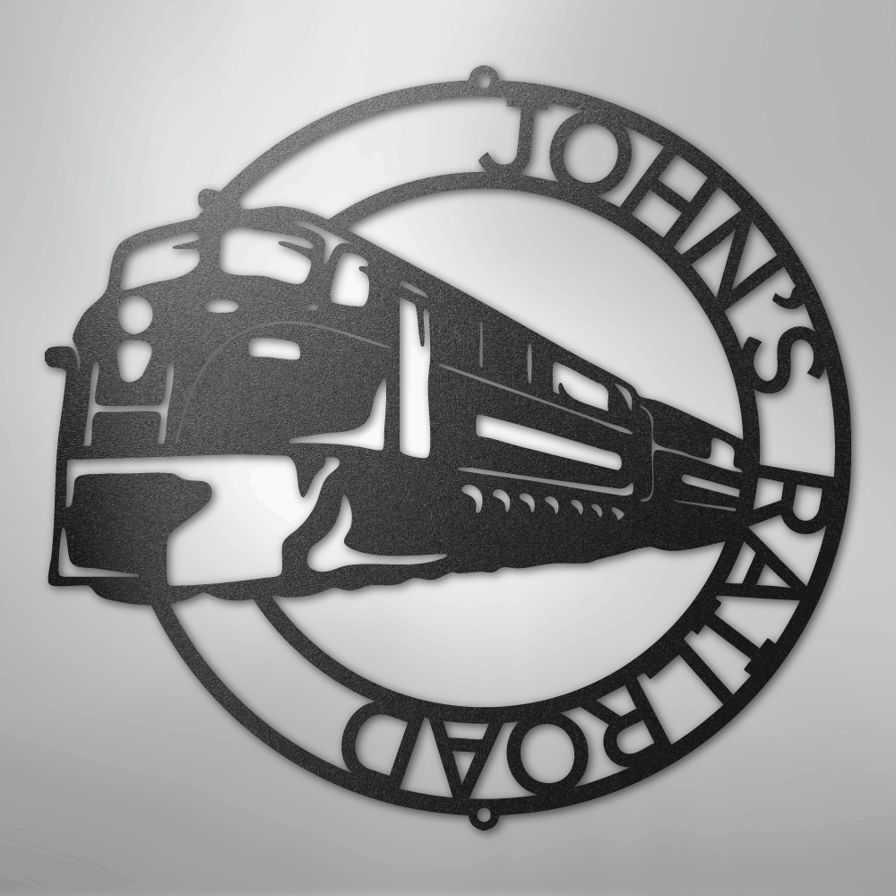 Modern Train Ring Monogram - Steel Sign