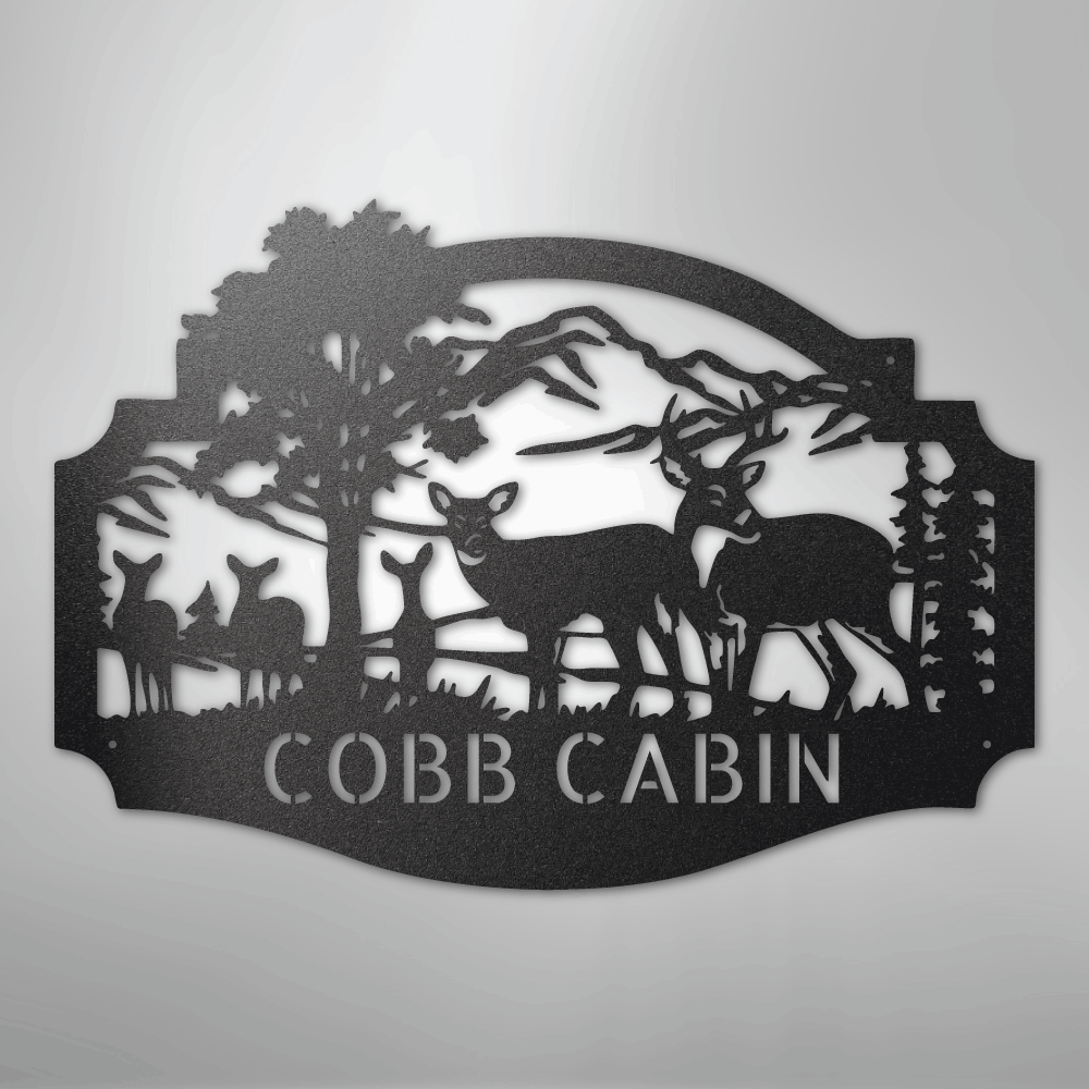 Deer Family Monogram - Steel Sign