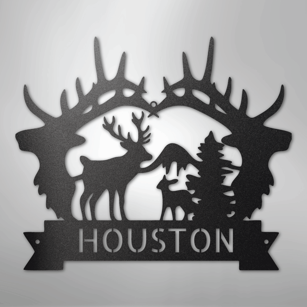 Big Antler Monogram - Steel Sign