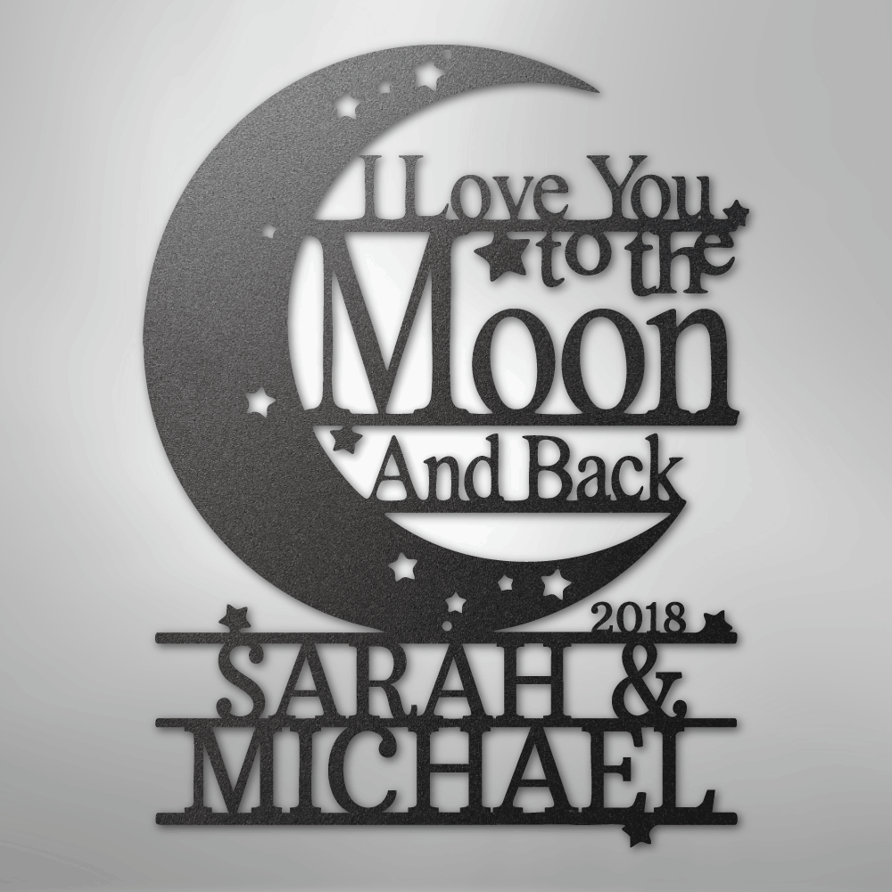 Moon and Back Monogram - Steel Sign