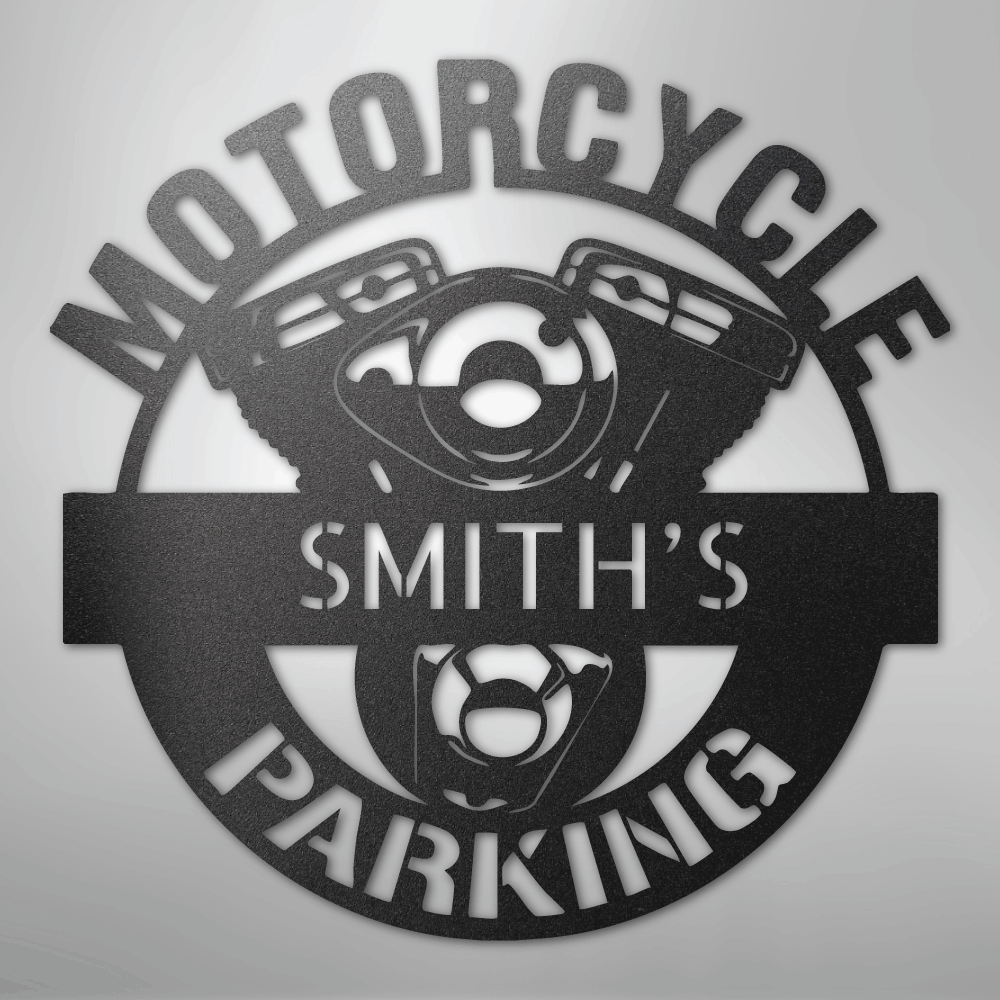 Motorcycle Parking Monogram - Steel Sign