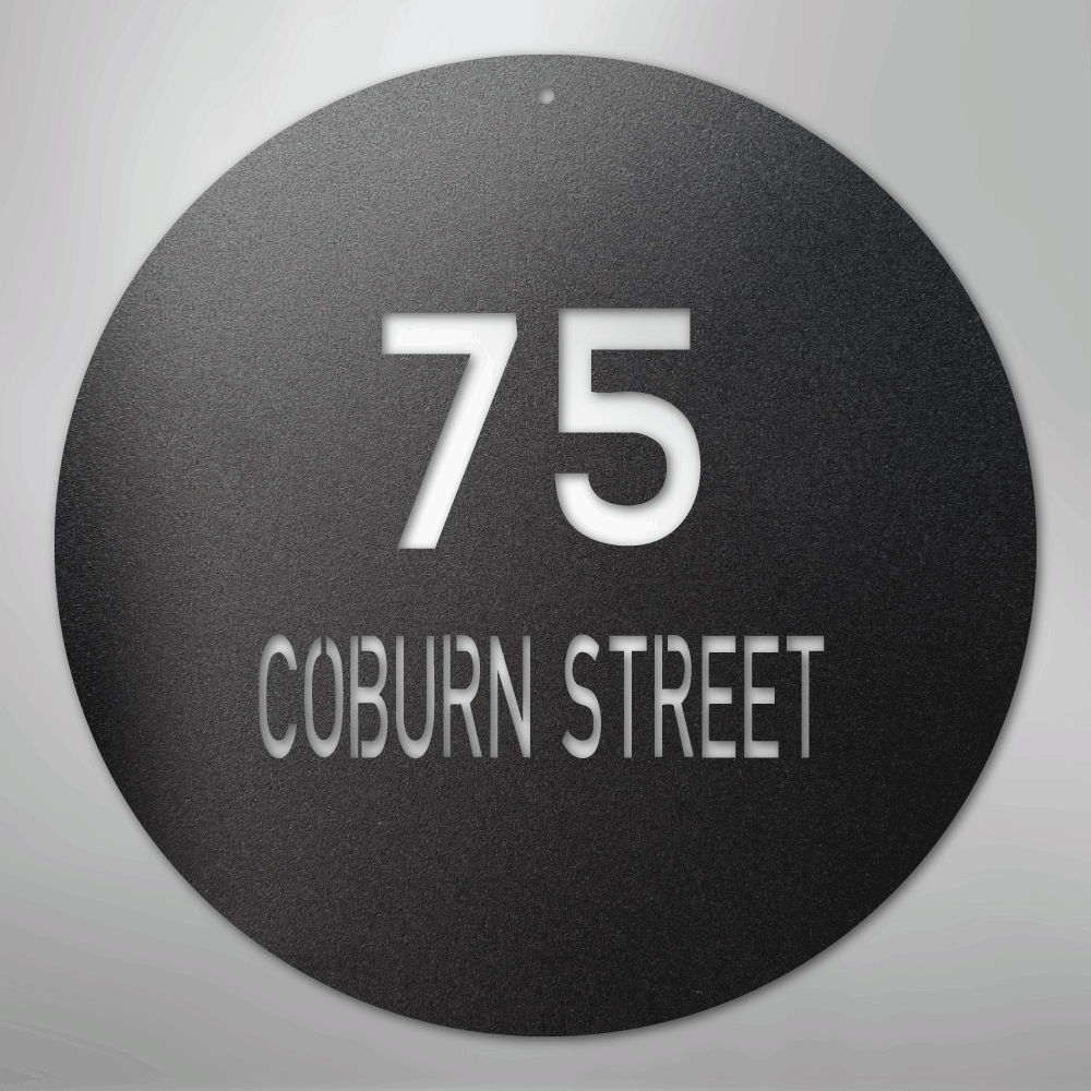 Circle Address - Steel Sign