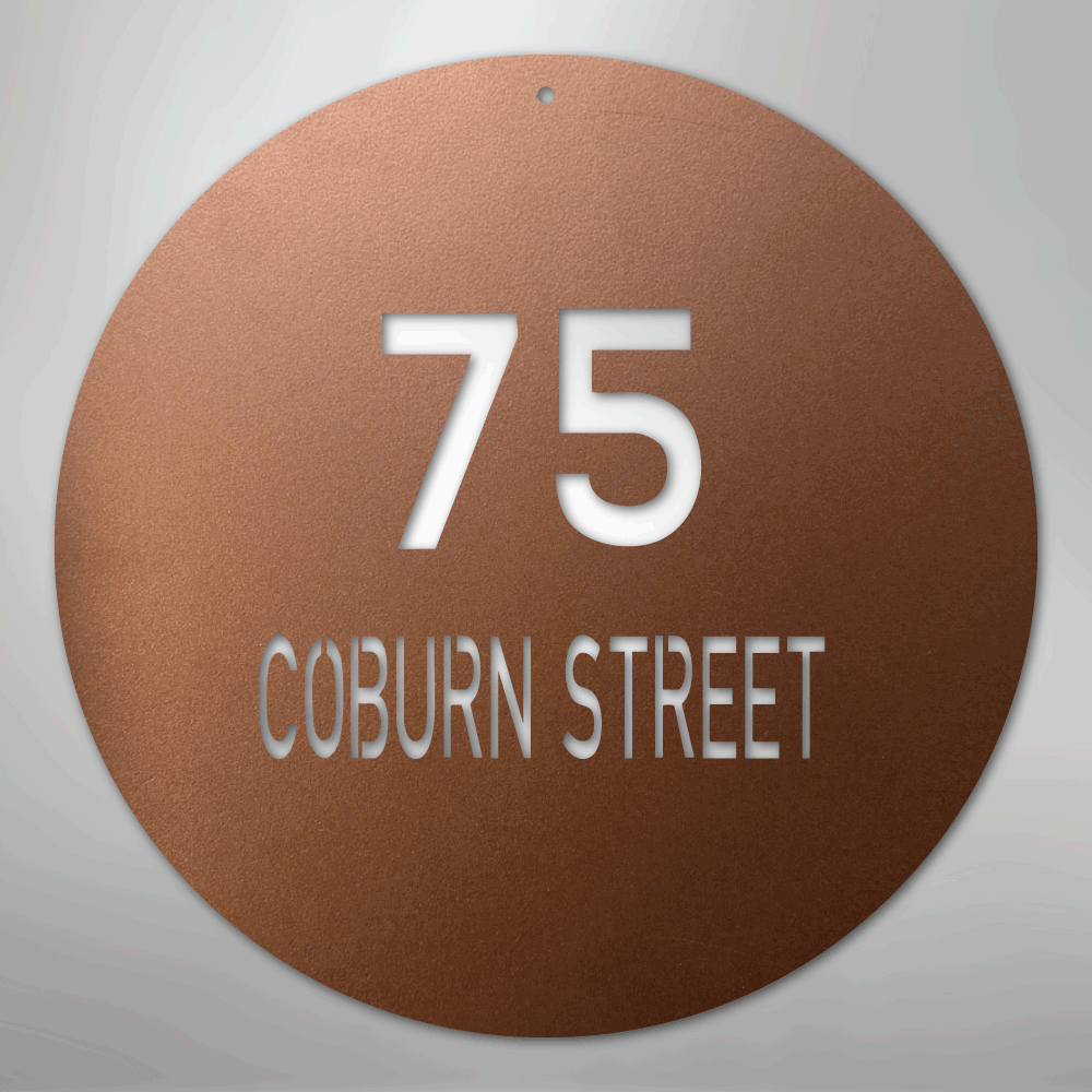 Circle Address - Steel Sign
