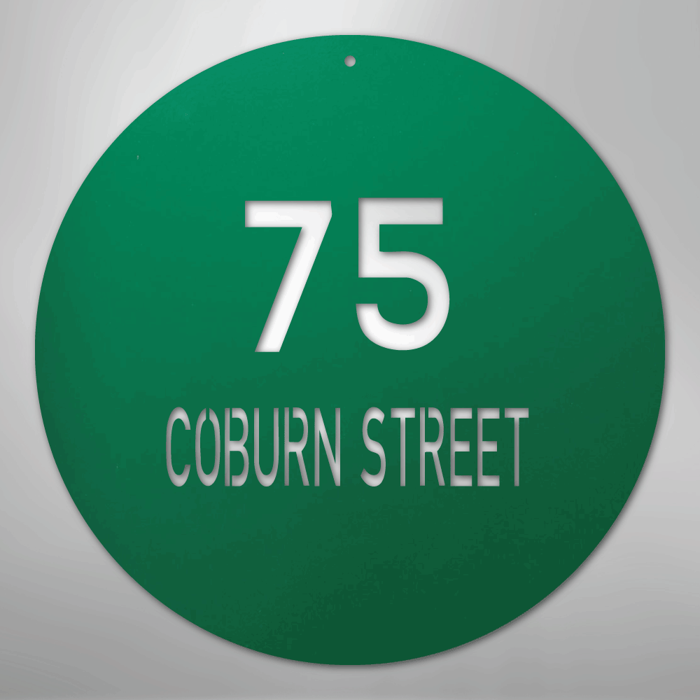 Circle Address - Steel Sign