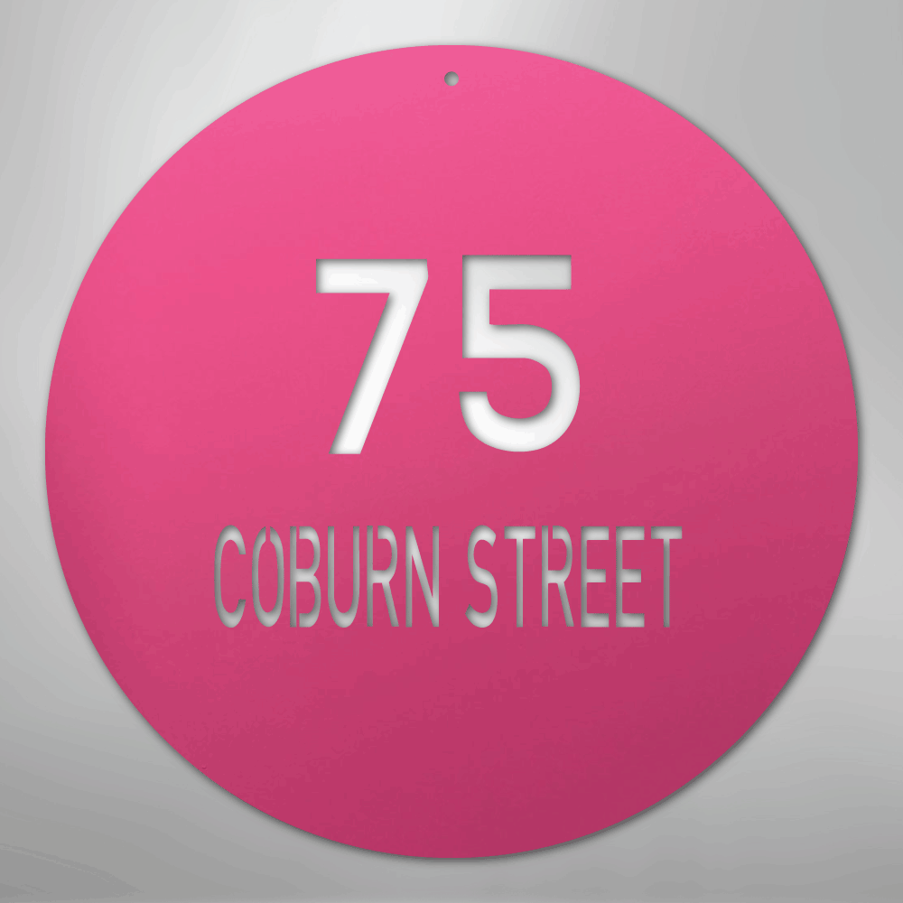 Circle Address - Steel Sign