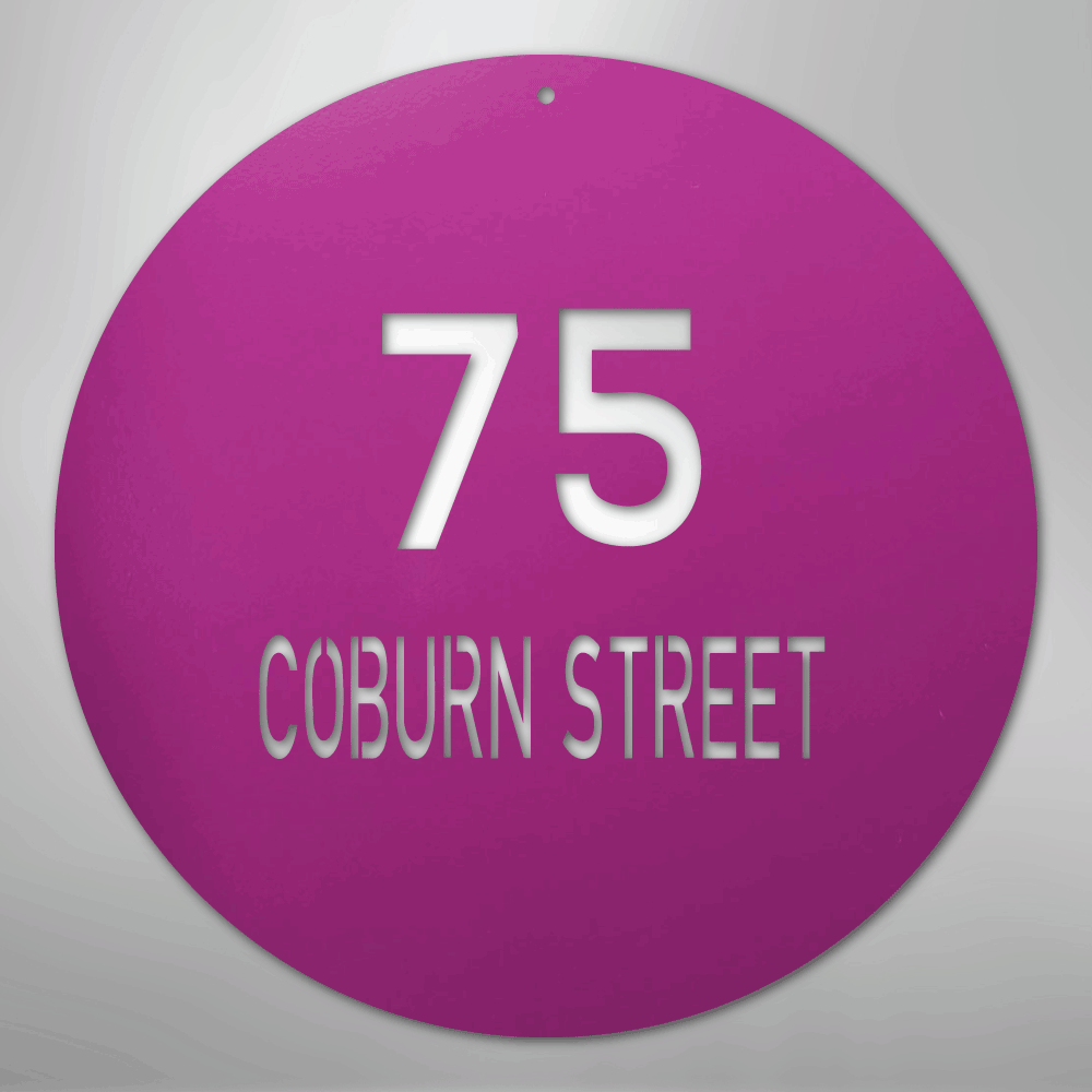 Circle Address - Steel Sign