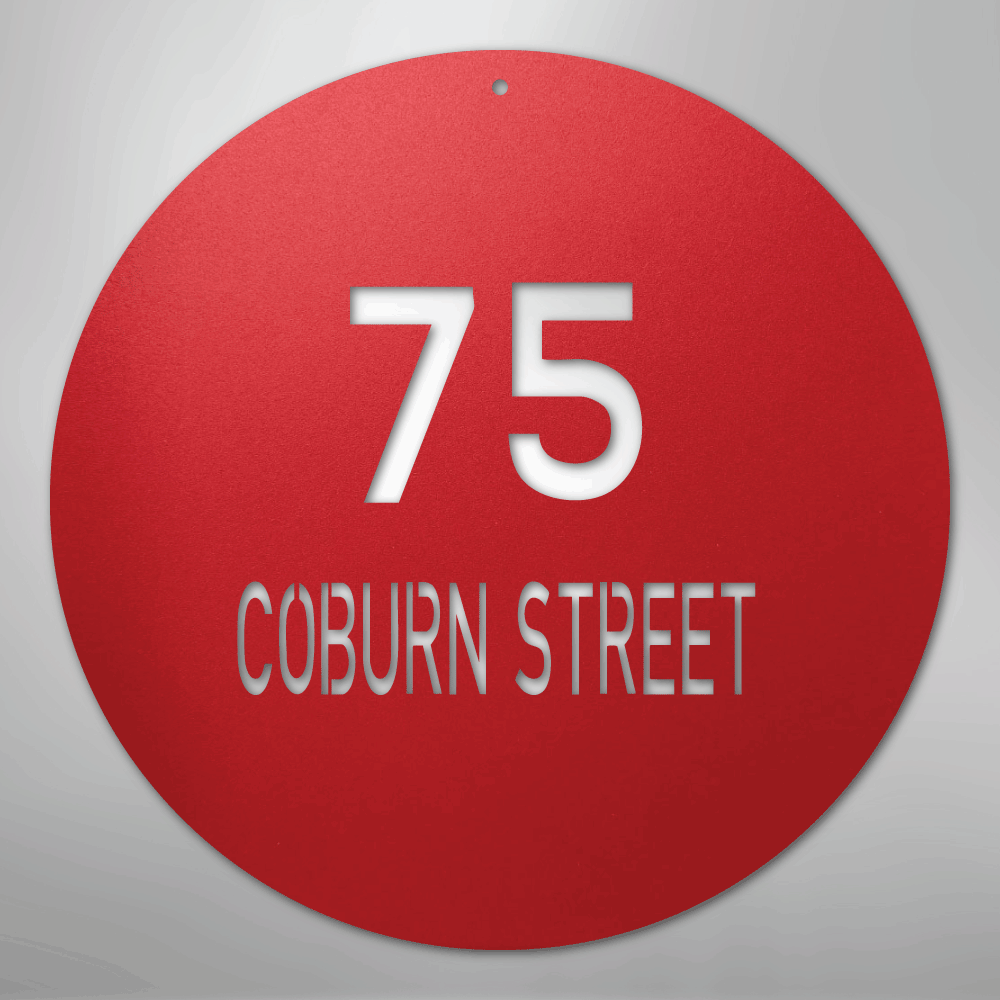 Circle Address - Steel Sign